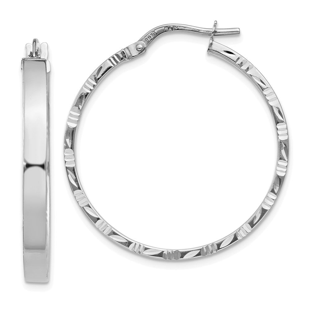 3mm Gold Polish Diamond-Cut Square Tube Hoop Earrings
