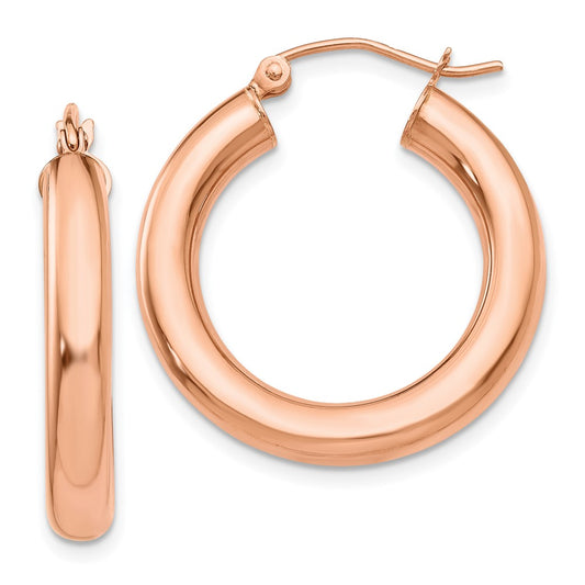 14k Rose Gold 4x25mm Polished Tube Hoop Earrings