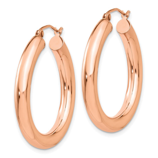 14k Rose Gold 4x30mm Polished Tube Hoop Earrings