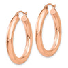 14k Rose Gold 4x30mm Polished Tube Hoop Earrings