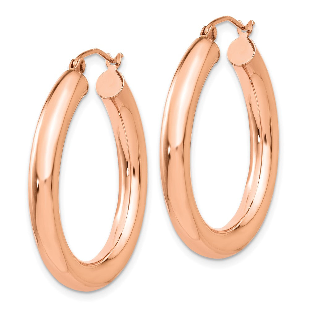 14k Rose Gold 4x30mm Polished Tube Hoop Earrings