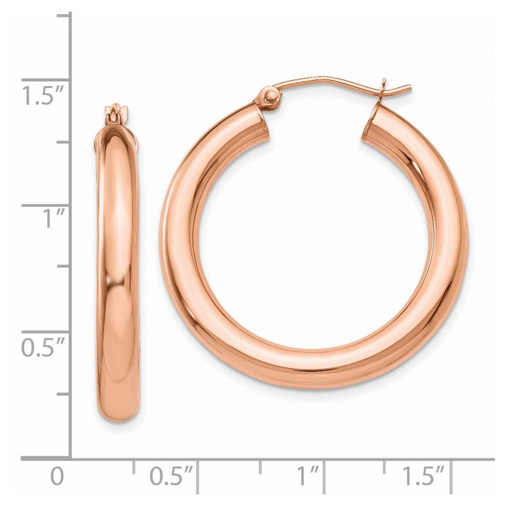 14k Rose Gold 4x30mm Polished Tube Hoop Earrings