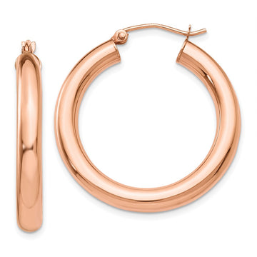 14k Rose Gold 4x30mm Polished Tube Hoop Earrings