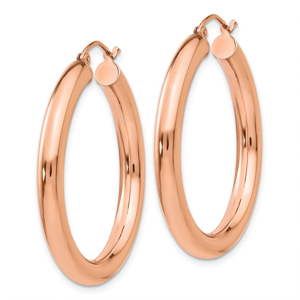 14k Rose Gold 4x35mm Polished Tube Hoop Earrings