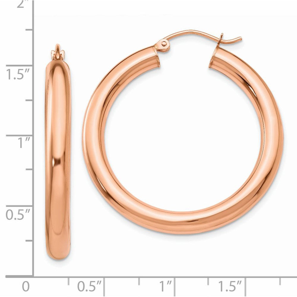 14k Rose Gold 4x35mm Polished Tube Hoop Earrings