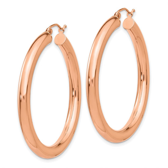 14k Rose Gold 4x40mm Polished Tube Hoop Earrings