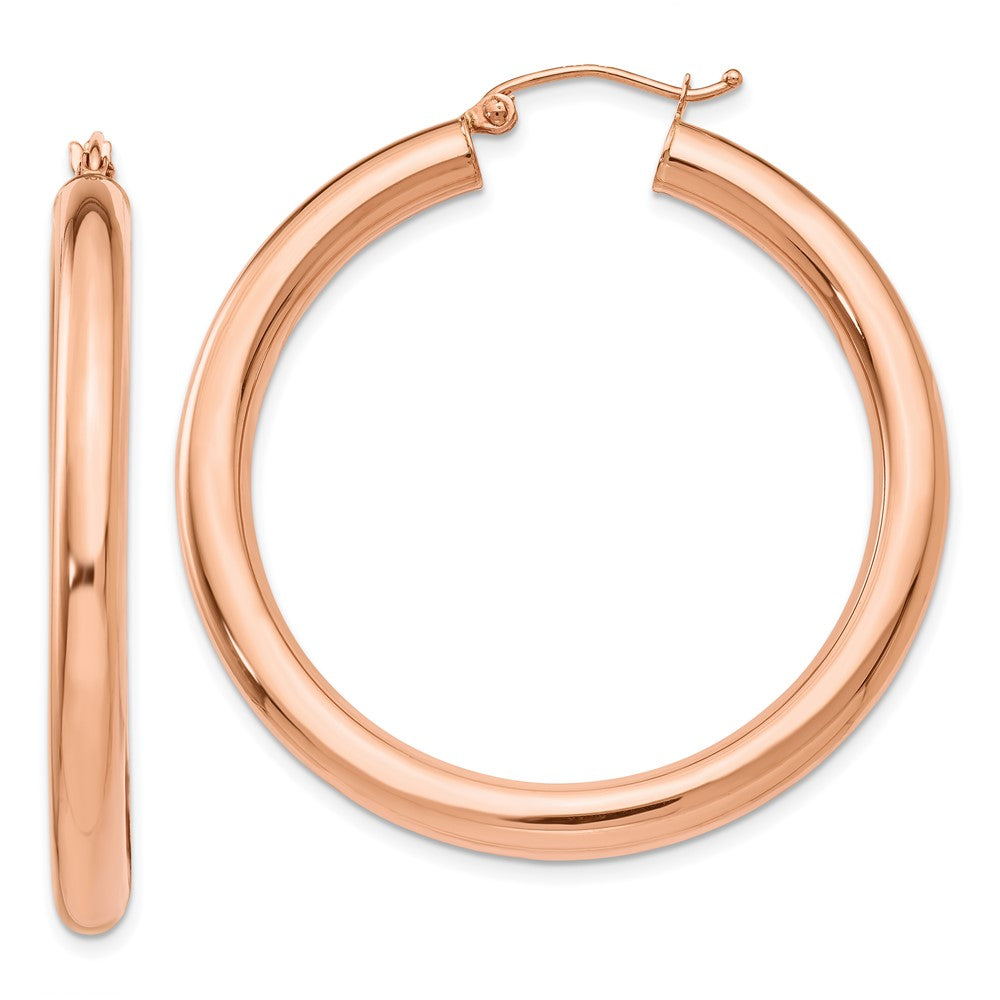 14k Rose Gold 4x40mm Polished Tube Hoop Earrings