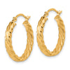 14K Small 3mm Patterned Hoop Earrings