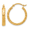 14K Small 3mm Patterned Hoop Earrings