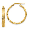 14K Satin and Polished Scalloped Edge Hoop Earrings