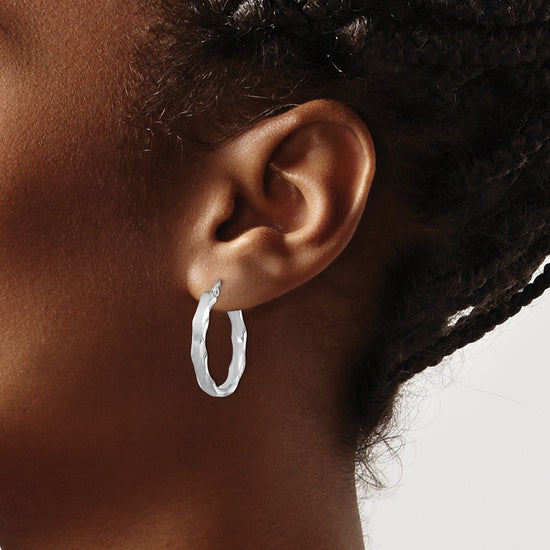 3.25mm Gold Satin Polished Hoop Earrings