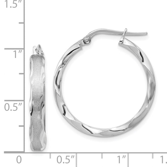 3.25mm Gold Satin Polished Hoop Earrings