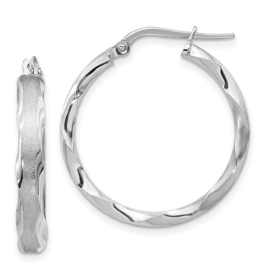 3.25mm Gold Satin Polished Hoop Earrings