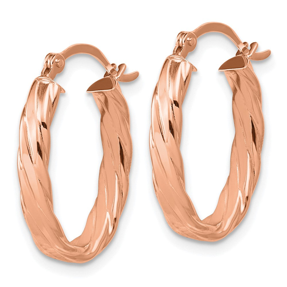 3mm Gold Oval Twist Hoop Earrings