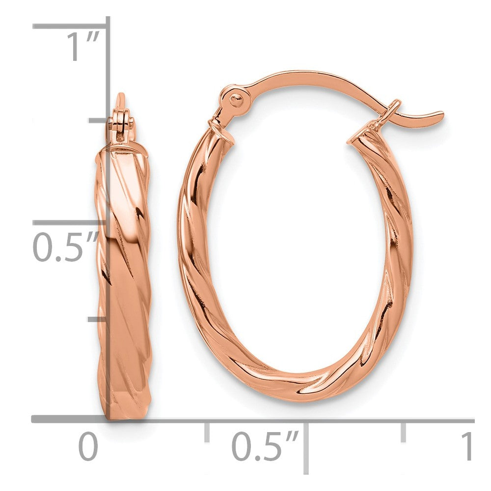 3mm Gold Oval Twist Hoop Earrings