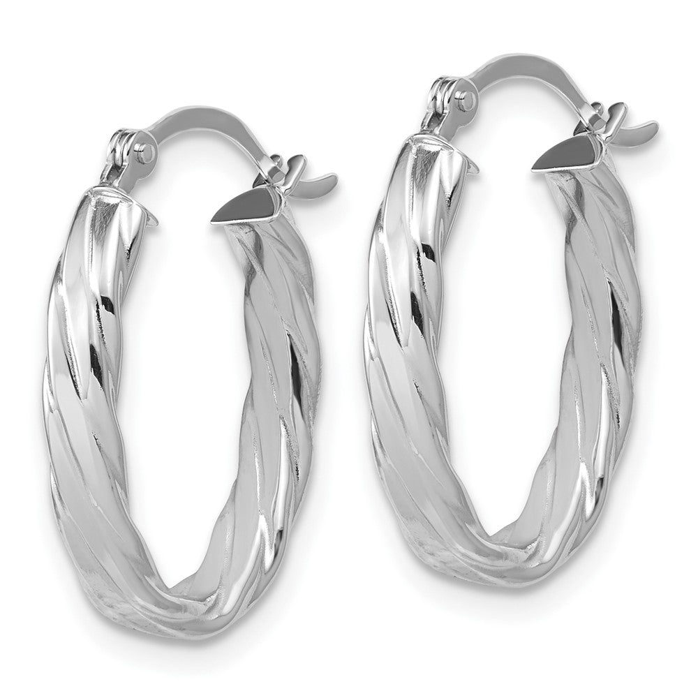 3mm Gold Oval Twist Hoop Earrings
