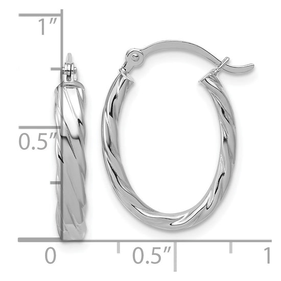 3mm Gold Oval Twist Hoop Earrings