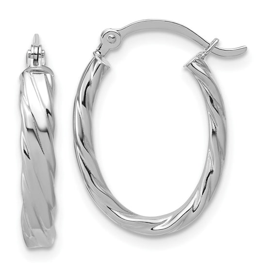 3mm Gold Oval Twist Hoop Earrings