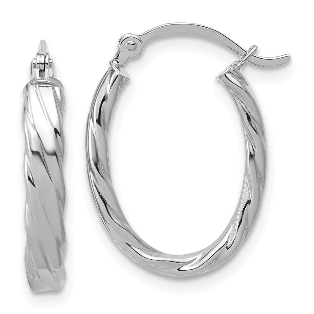 3mm Gold Oval Twist Hoop Earrings