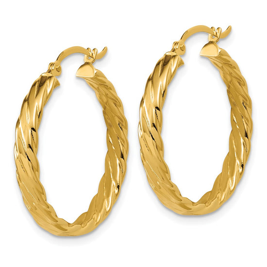 3mm Gold Twisted Hoop Earrings