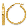 14K 3.25mm Patterned Hoop Earrings