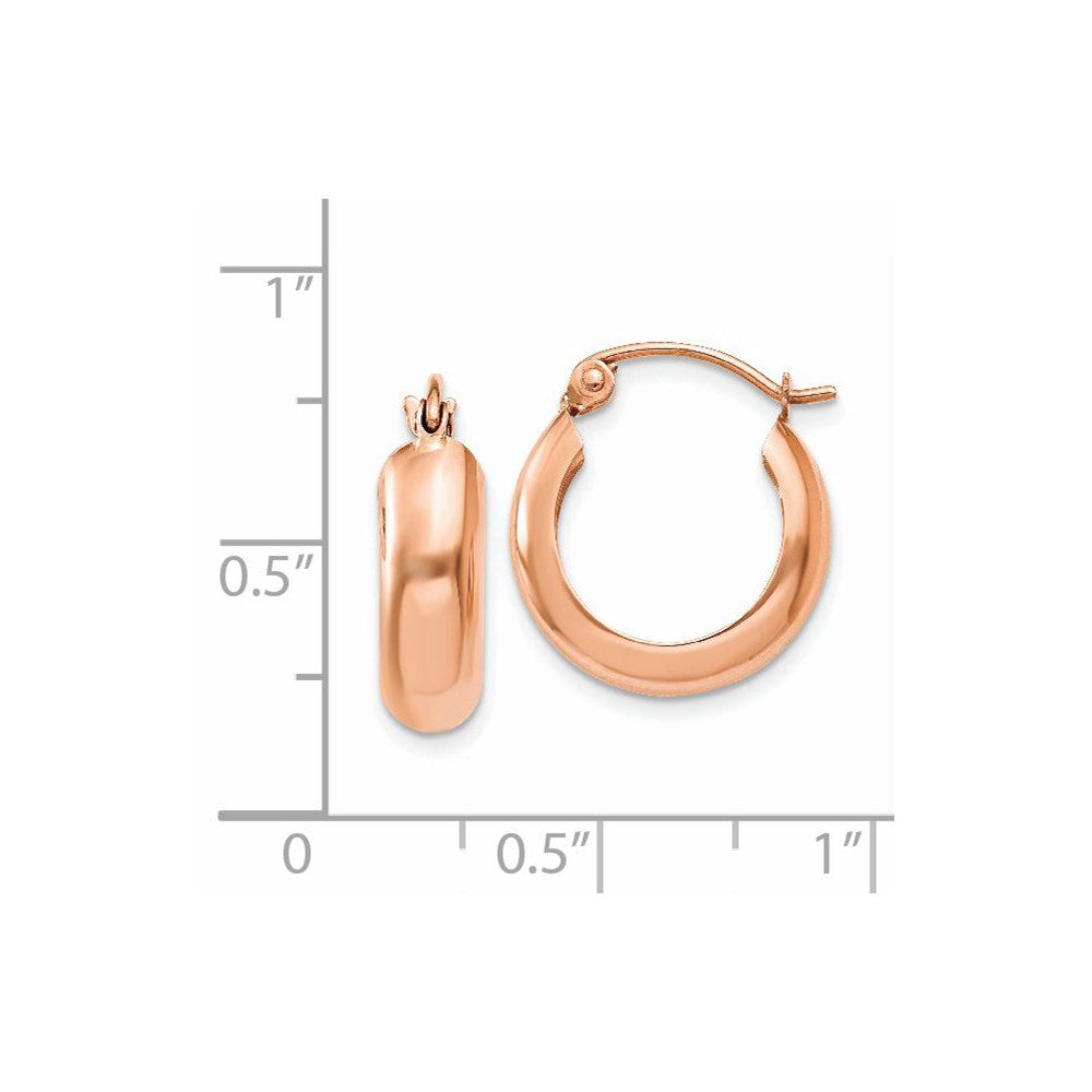14k Rose Gold 4.75x16mm Polished Round Hoop Earrings