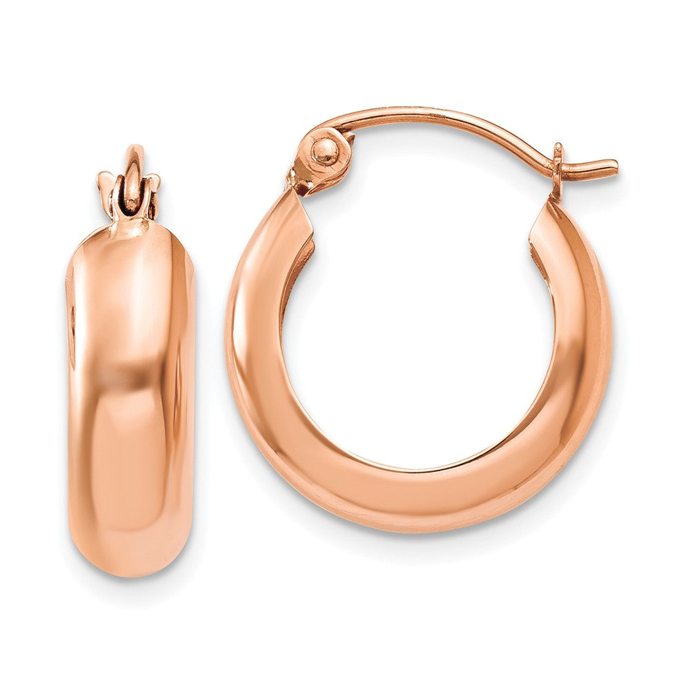 14k Rose Gold 4.75x16mm Polished Round Hoop Earrings