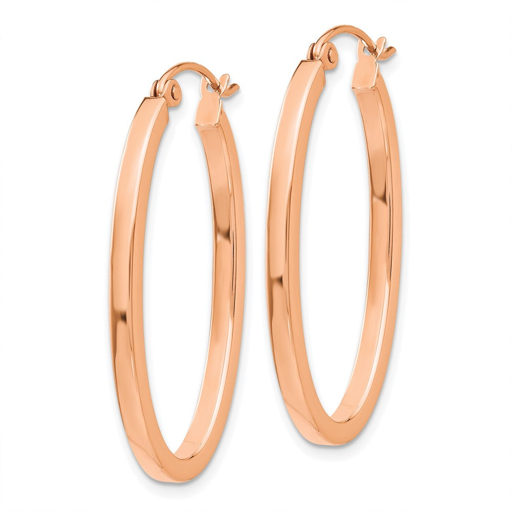 Gold Polished Square Tube Oval Hoop Earrings