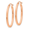 14k Rose Gold 2x30mm Polished Oval Tube Hoop Earrings