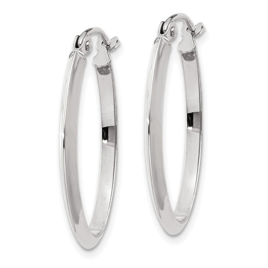 Gold Polished Knife Edge Oval Hoop Earrings