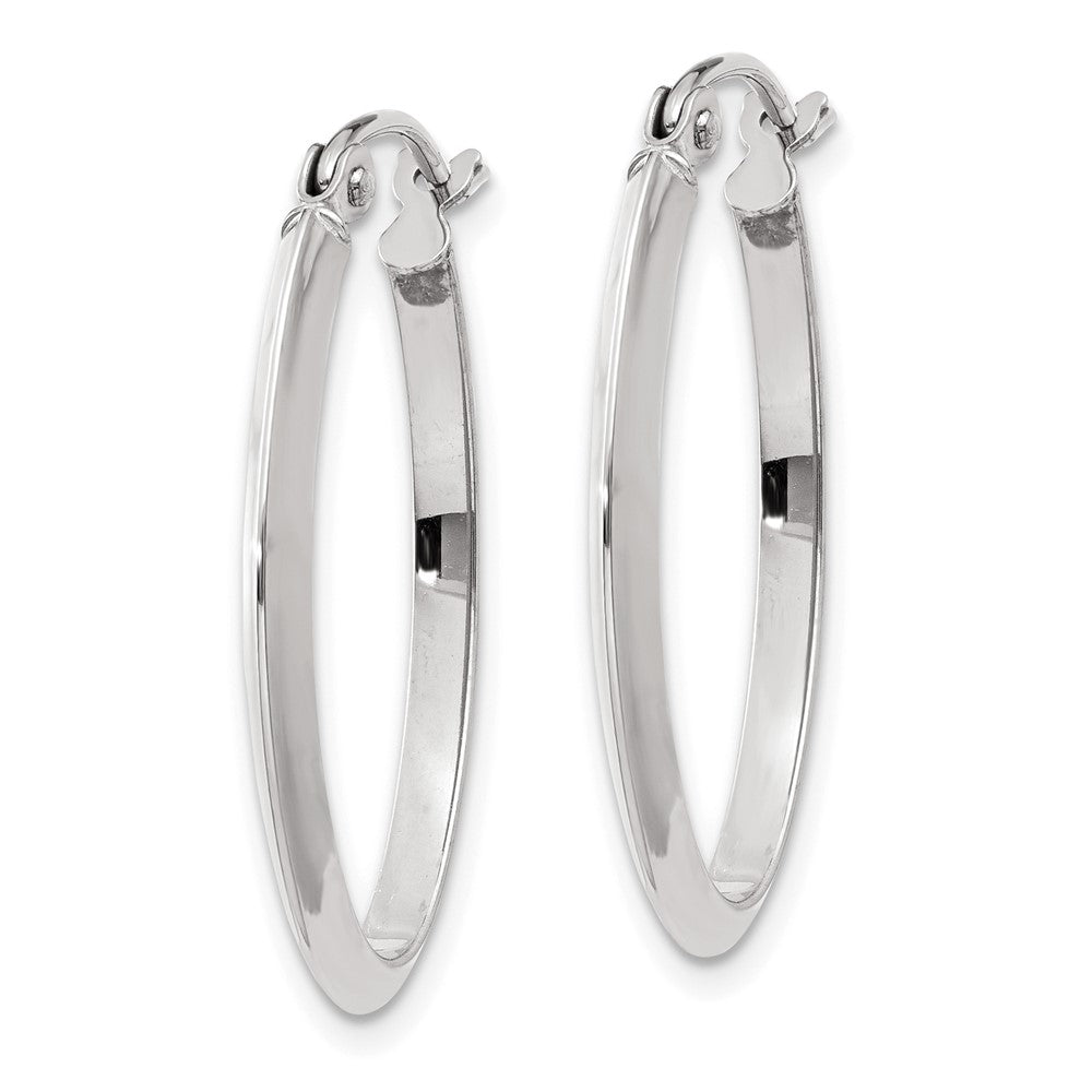 Gold Polished Knife Edge Oval Hoop Earrings