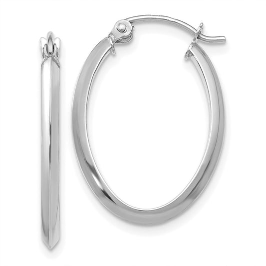 Gold Polished Knife Edge Oval Hoop Earrings