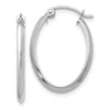 14k White Gold 2x22mm Polished Oval Tube Hoop Earrings