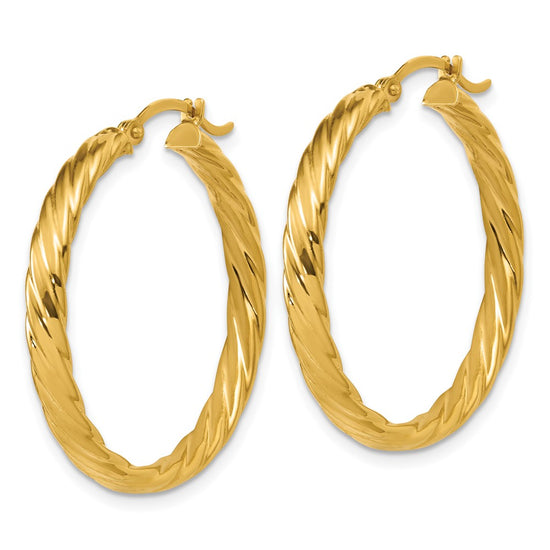 3mm Gold Twisted Hoop Earrings
