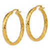 14K Large 3mm Patterned Hoop Earrings
