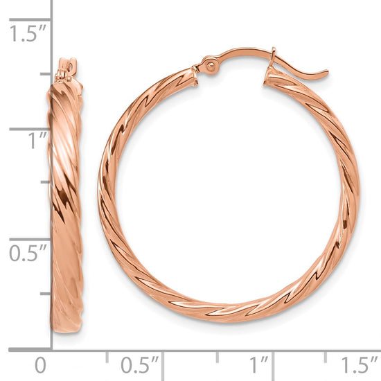 3mm Gold Twisted Hoop Earrings