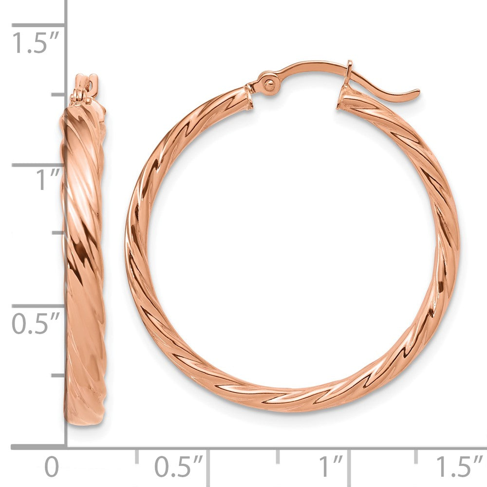 3mm Gold Twisted Hoop Earrings