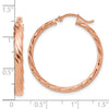 14K Rose Gold Large 3mm Patterned Hoop Earrings