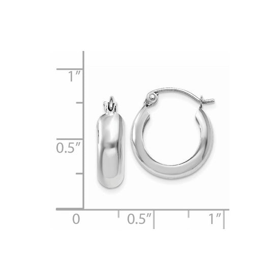 14k White Gold 4.75x16mm Polished Round Hoop Earrings