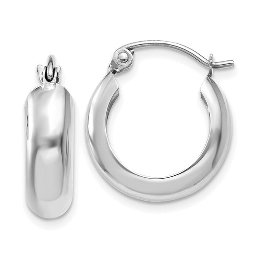 14k White Gold 4.75x16mm Polished Round Hoop Earrings