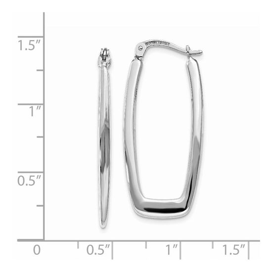 14k White Gold 2.25x31mm Polished Rectangle Tube Hoop Earrings