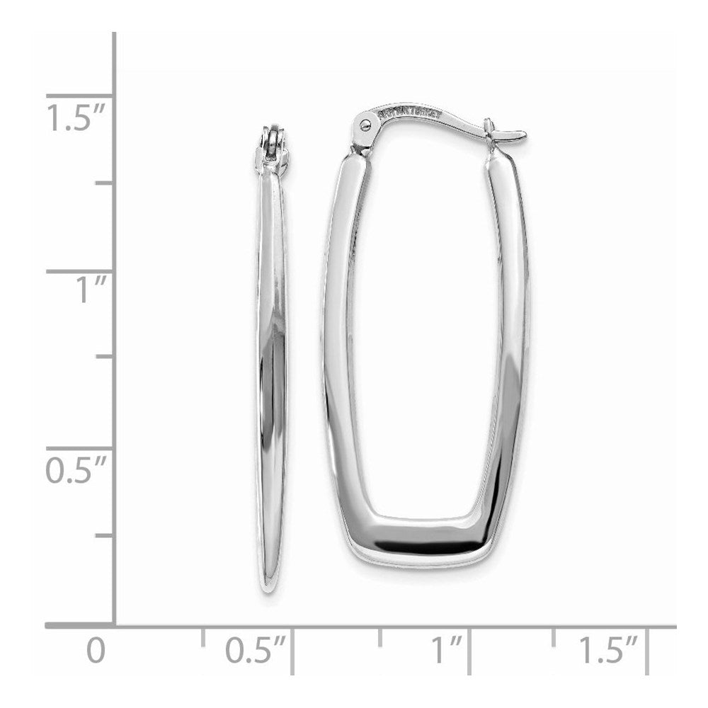 14k White Gold 2.25x31mm Polished Rectangle Tube Hoop Earrings