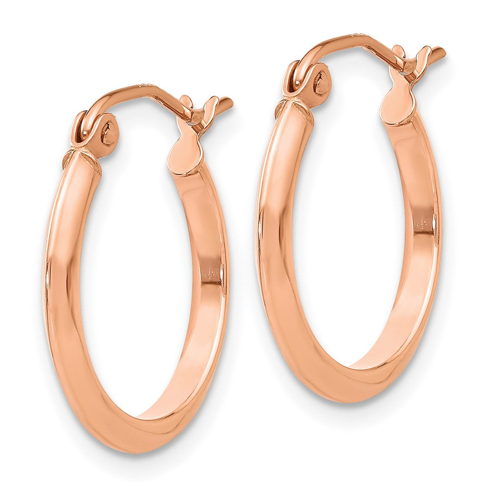 14k Rose Gold 2.5x12mm Polished Knife-Edge Tube Hoop Earrings