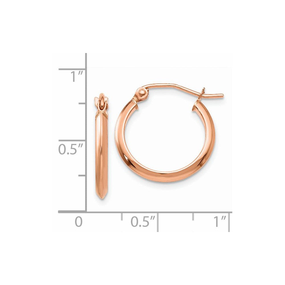 14k Rose Gold 2.5x12mm Polished Knife-Edge Tube Hoop Earrings