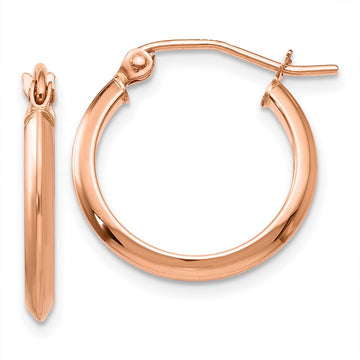 14k Rose Gold 2.5x12mm Polished Knife-Edge Tube Hoop Earrings