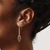 14K Tri-Color Diamond-cut Bead Oval Dangle French Hook Earrings