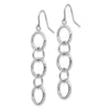 14k White Gold Diamond-cut Circles Dangle French Hook Earrings