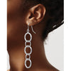 14k White Gold Diamond-cut Circles Dangle French Hook Earrings