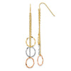 14K Tri-Color Faceted Circles and Chain Dangle French Hook Earrings