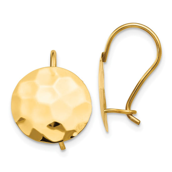 Gold Hammered Circle Shepard Hook Earrings